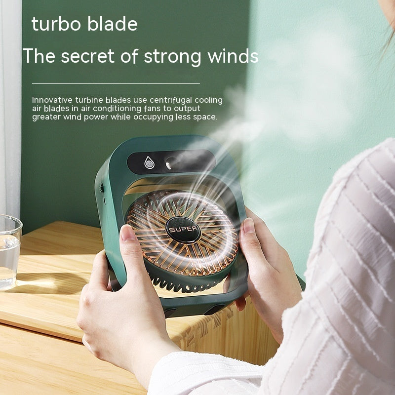 2-in-1 Portable Misting Desk Fan – USB Rechargeable Air Cooler & Humidifier with 3 Speeds