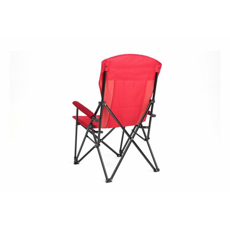 High-Back Heavy-Duty Lawn Chair – Foldable Red Camping Chair with Cup Holder (Supports up to 250 lbs)