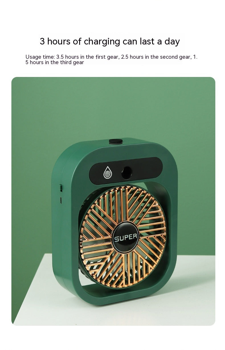 2-in-1 Portable Misting Desk Fan – USB Rechargeable Air Cooler & Humidifier with 3 Speeds