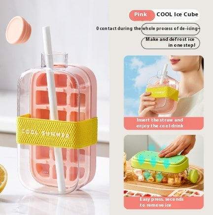 One-Click Instant Ice Maker Cup – Portable Drink Cooler with Straw & Curling Mold Design