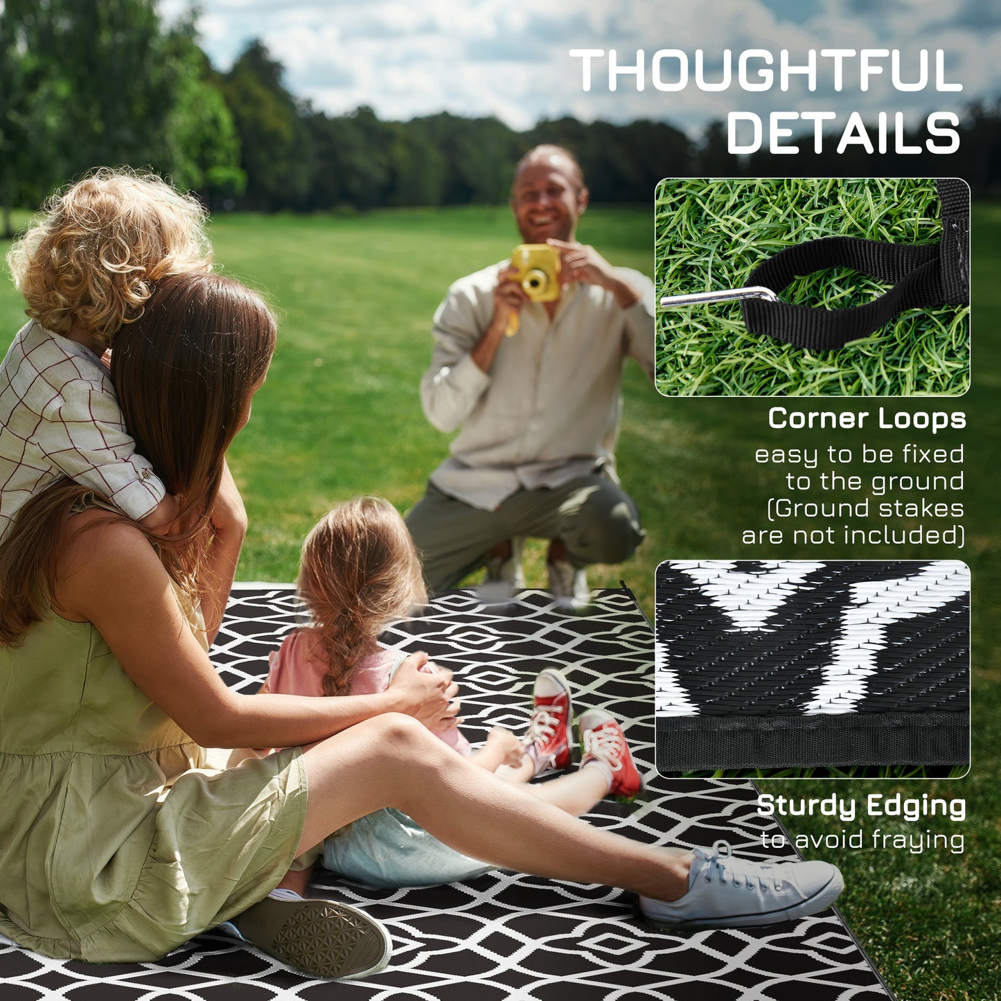 Outsunny Reversible Outdoor Rug – Waterproof, Portable & Effortlessly Stylish