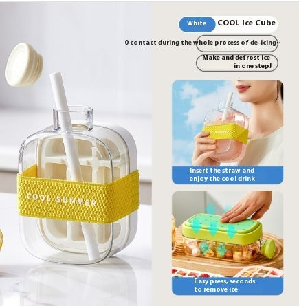 One-Click Instant Ice Maker Cup – Portable Drink Cooler with Straw & Curling Mold Design