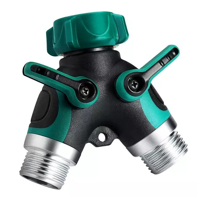 Y-Type Double-Pass Water Splitter – Dual-Outlet Hose Connector with Seals & Fittings