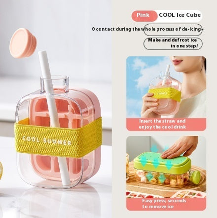 One-Click Instant Ice Maker Cup – Portable Drink Cooler with Straw & Curling Mold Design