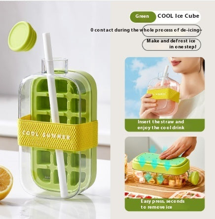 One-Click Instant Ice Maker Cup – Portable Drink Cooler with Straw & Curling Mold Design