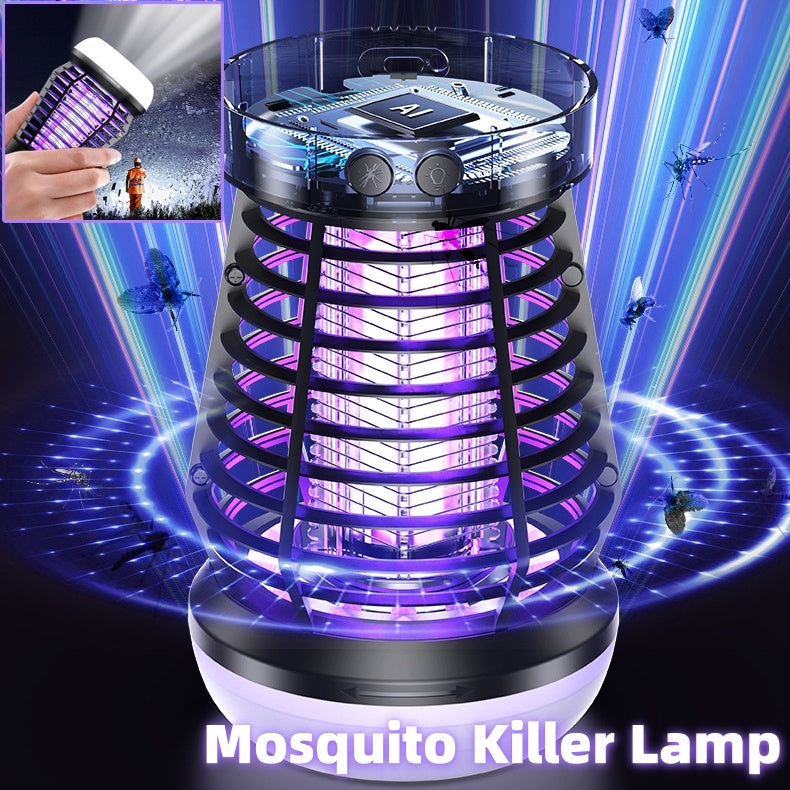 2-in-1 Electric Mosquito Killer Lamp – USB Rechargeable Swatter & Night Light for Home, Terrace & Camping