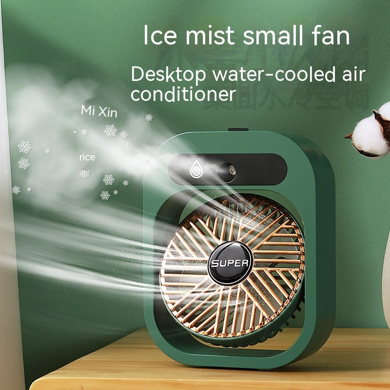 2-in-1 Portable Misting Desk Fan – USB Rechargeable Air Cooler & Humidifier with 3 Speeds