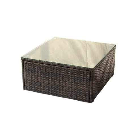 Patio Furniture Set – PE Rattan Sectional Garden Corner Sofa with Tempered Glass Table (7-Piece, Coffee Brown)