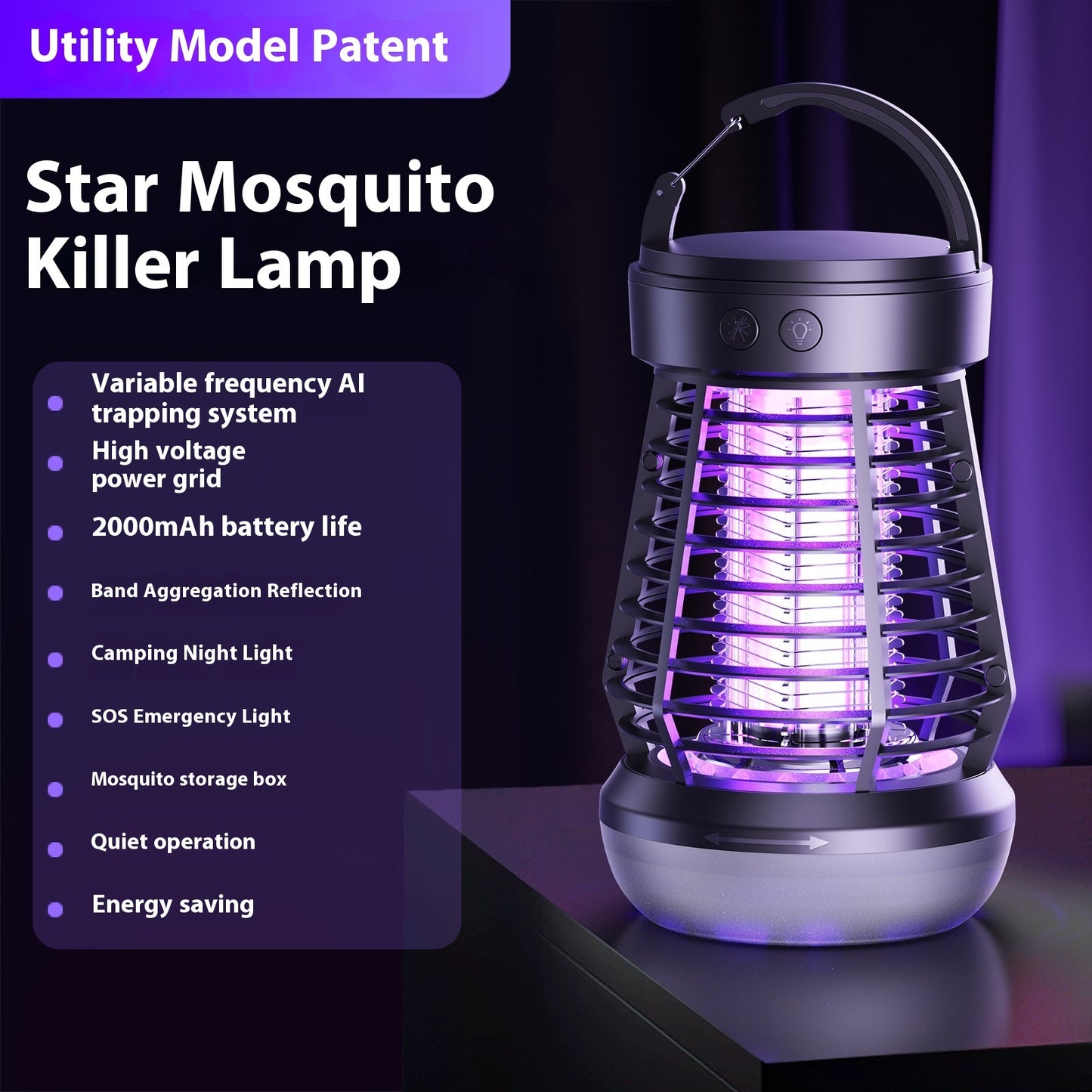 2-in-1 Electric Mosquito Killer Lamp – USB Rechargeable Swatter & Night Light for Home, Terrace & Camping