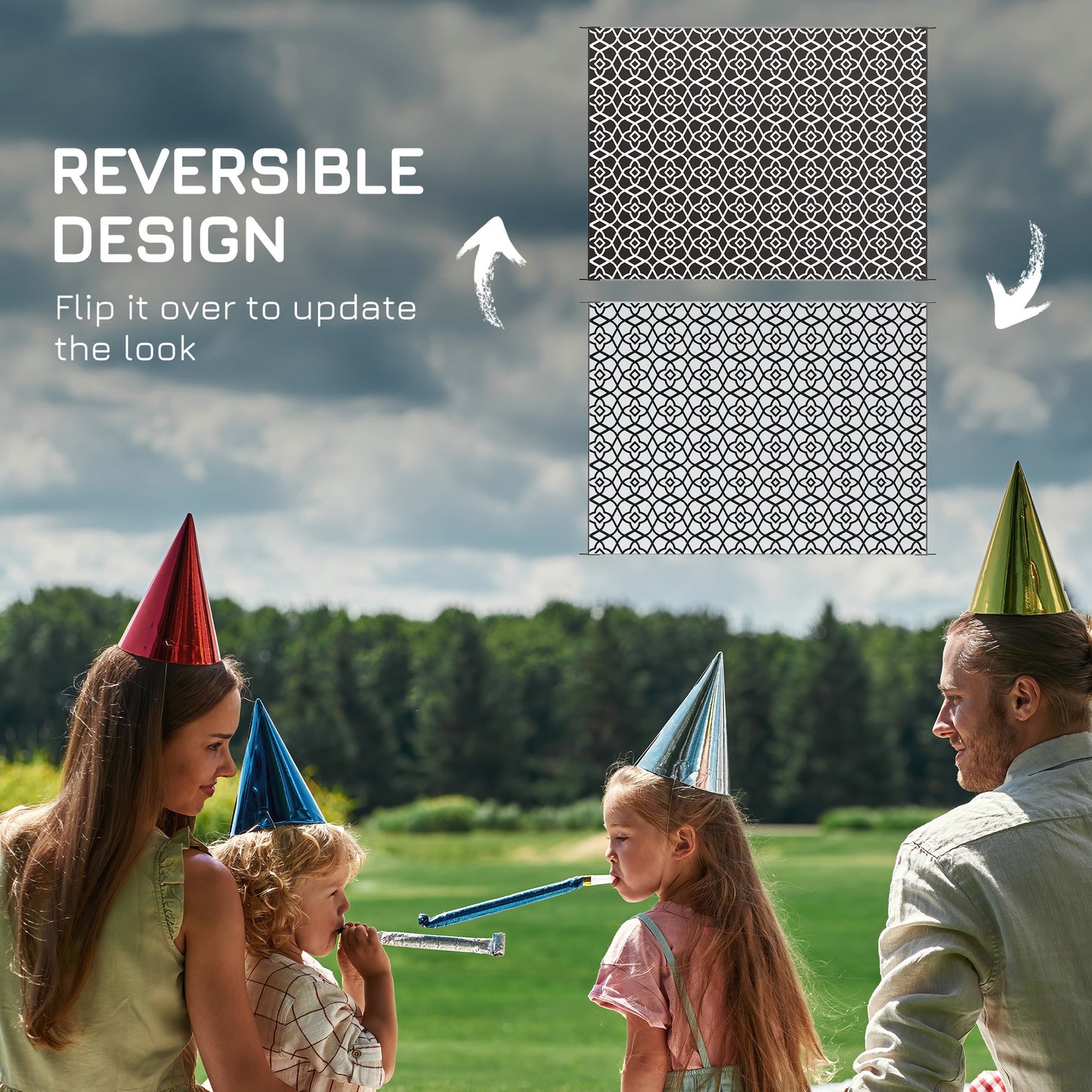 Outsunny Reversible Outdoor Rug – Waterproof, Portable & Effortlessly Stylish