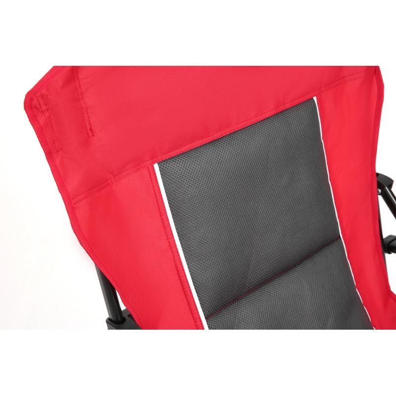 High-Back Heavy-Duty Lawn Chair – Foldable Red Camping Chair with Cup Holder (Supports up to 250 lbs)