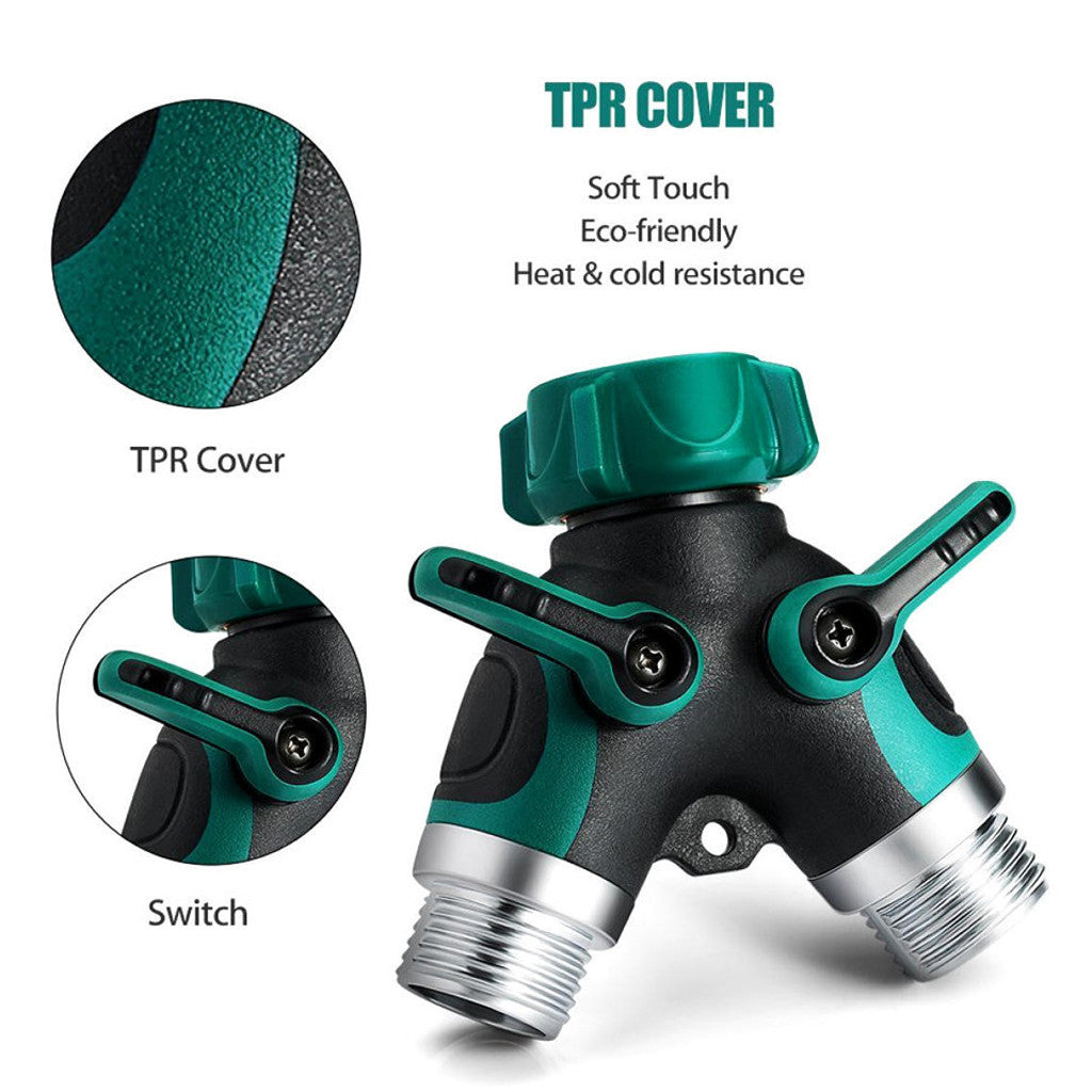 Y-Type Double-Pass Water Splitter – Dual-Outlet Hose Connector with Seals & Fittings