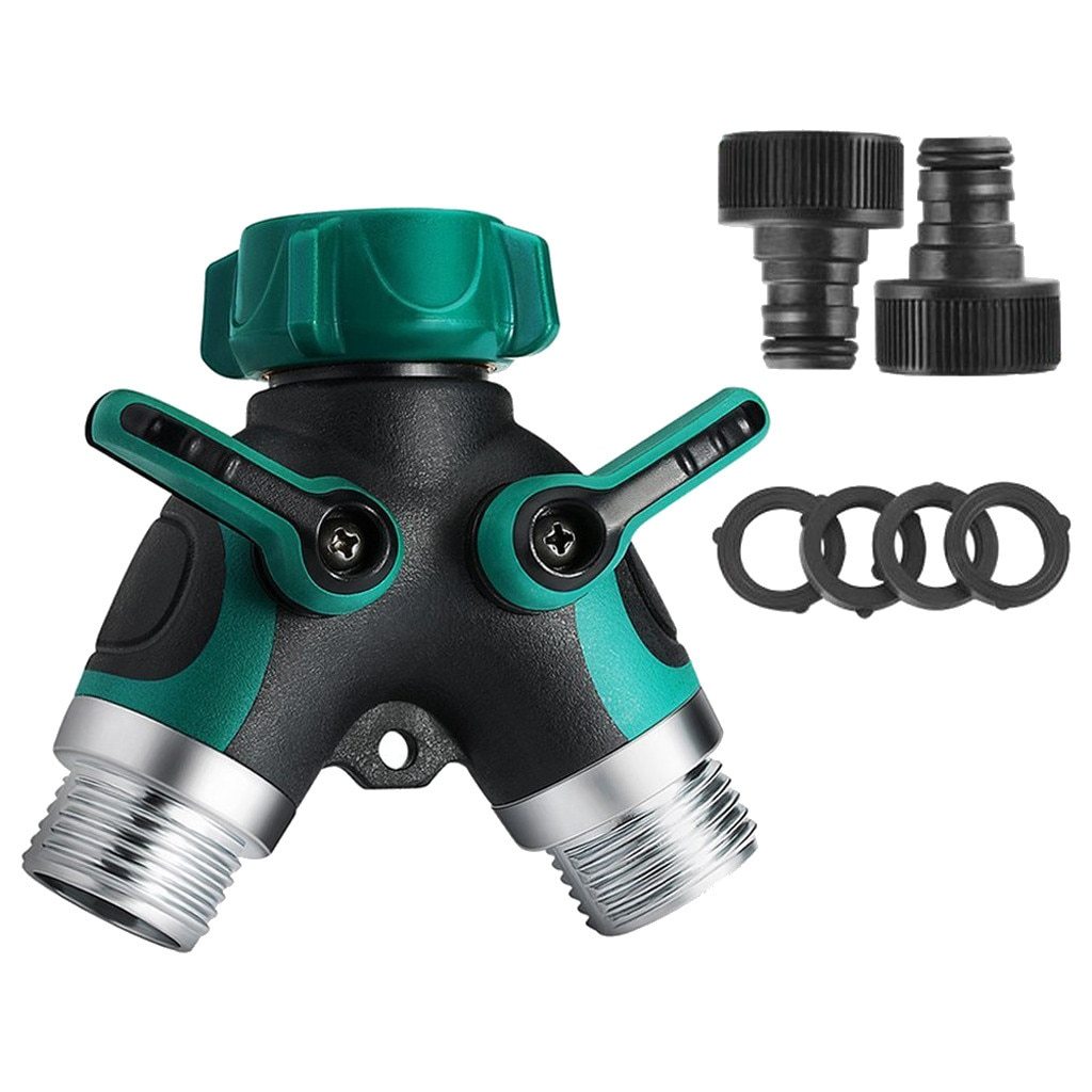 Y-Type Double-Pass Water Splitter – Dual-Outlet Hose Connector with Seals & Fittings