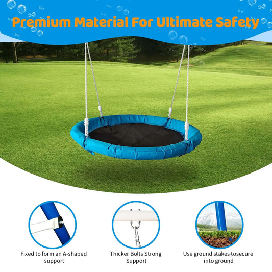 Outdoor Metal Swing Set – Kids Playground Equipment with Disc Swing