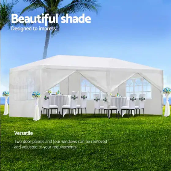 Outdoor Tent Terrace 10x20ft – Event & Party Canopy with 6 Side Walls and Zipper Doors