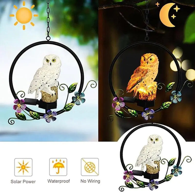 Solar Owl Pendant Light – LED Garden Decor with Parrot Design